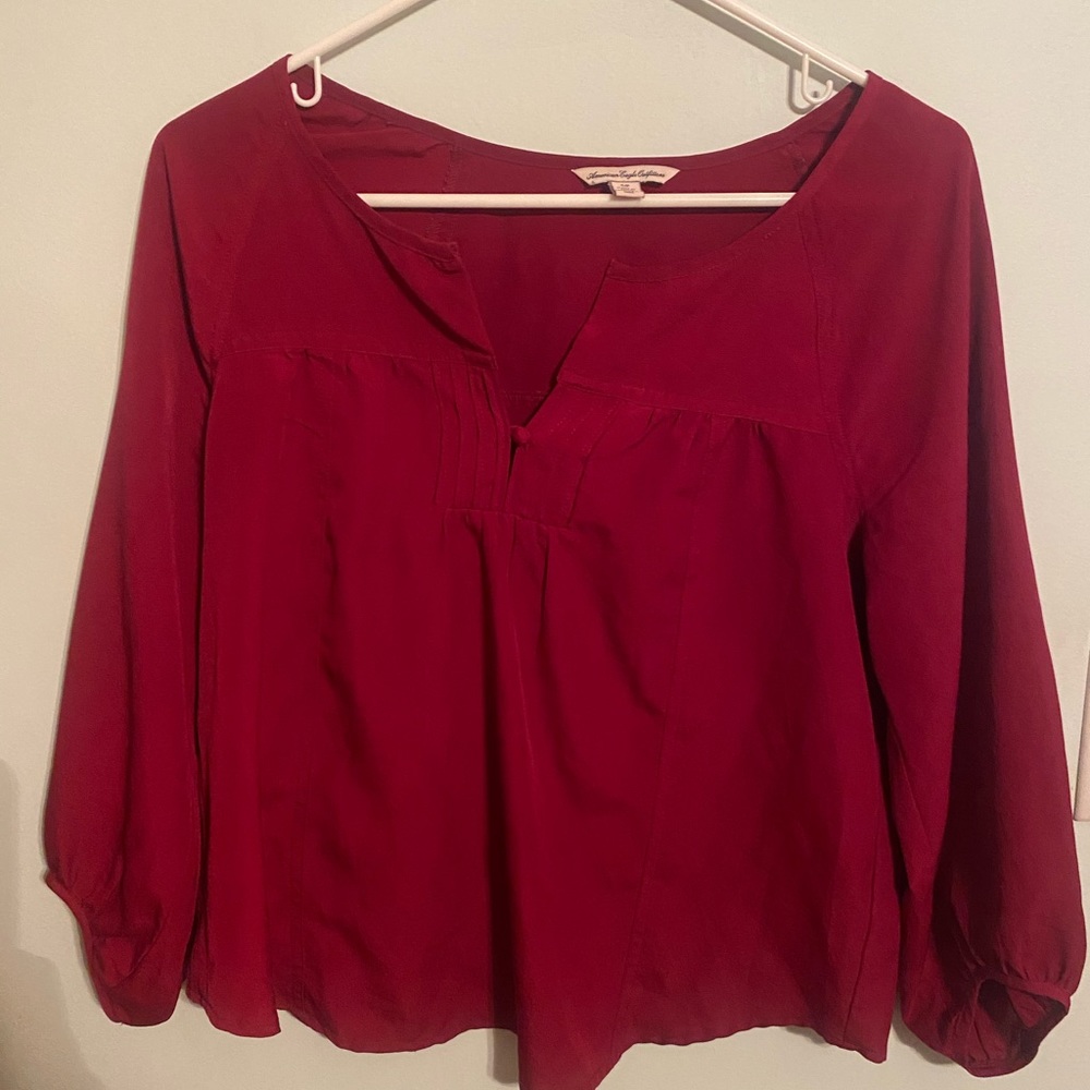 Burgundy American eagle blouse